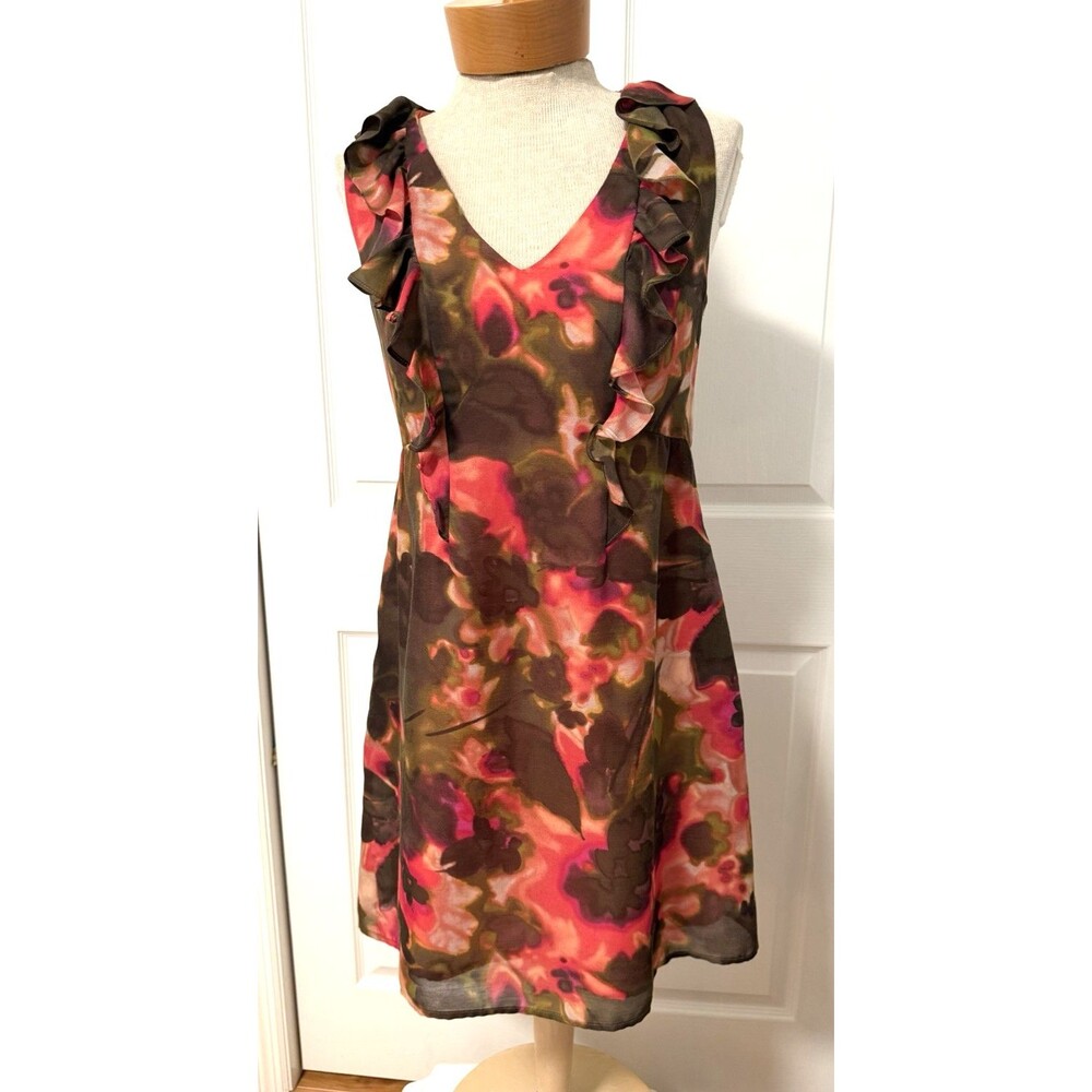 NEW Ann Taylor Loft Size 0 Polyester Summer Flower dress Lined Watercolor Floral
